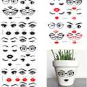 Morofme Facial Features Sticker Make a Face Stickers for Crafts Lips Mouth Stickers Eyes Eyebrows Nose Decals Woman Face Sticker for Clay Pots Mugs Table Wall Halloween Party Decor