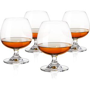 True Brandy Bourbon Whiskey Cognac Scotch Drinking Glasses, Superb Lead-Free Crystal Snifter Glass for Cocktail Party Dishwasher Safe, 14 oz, Set of 4 