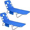 SUNNYFEEL Lay Flat Tanning Chair 2 Pack with Face Down Hole & Arm Slots, Backpack Beach Lounge Chair, 5-Position Folding Sunbathing Chair, 300 LBS Heavy Duty, 72" L x 22" W for Beach, Pool, Camping, Standard -2PCS