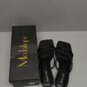 Modatope Square Open Toe Heeled Sandals Women Two Strap Chunky Heel Sandals for Women Low Block Heel Sandal Dressy Size 9