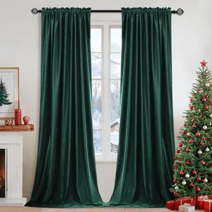 MIULEE Dark Green Velvet Curtains Thermal Insulated Blackout Curtain Christmas Emerald Green Drapes for Bedroom Living Room Darkening 84 Inches Long Curtains Panels Rod Pocket Set of 2 (52"W x 84"L (Pack of 2))