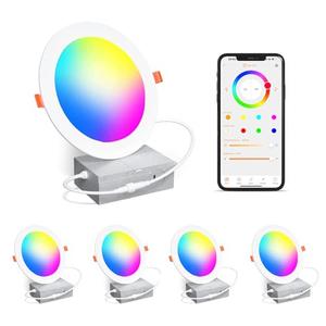 Smart Recessed Lighting 4 Inch RGBCW Color Changing 12W LED Recessed Ceiling Light with Junction Box,2700 K-6000K,1080LM Canless Downlight Compatible with Alexa,Dimmable by Bluetooth Control (4 Pack)