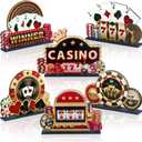 6PCS Casino Theme Wooden Centerpiece for Tables Las Vegas Party Decorations