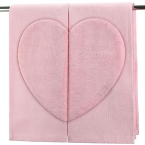 2 Pack Valentines Day Hand Towels Cotton 29 x 13.5 Inches Pink Heart 3D Pattern Bathroom Towel Love Decorative Gift Set Valentines Home Bathroom Decor