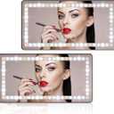 Car Sun Visor Vanity Makeup Mirror, 2 Pcs Rechargeable with 3 Light Modes & 60 LEDs - Dimmable Clip-on Rear View Sun-Shading Cosmetic Mirror, Universal for Car SUV Truck (Black)