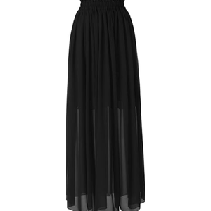 Topdress Women's Chiffon Skirts Elastic High Waist Tea Length A-line Ruffle Beach Skirts (Medium)
