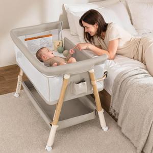 3-in-1 Baby Bassinet Bedside Sleeper Baby Crib for Newborn to 6 Months
Extra Roomy Bedside Crib, Wide Stable Base, Breathable Full Mesh, 5 Adjustable Heights, 360° Wheels & Large Storage Basket