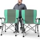 Oversized Camping Chair for Adults Heavy Duty,Heavy Duty Lawn Chair with Side PocketsOutdoor Camping, Fishing, Beach,Hiking Foldable Camping Chair (X-Large, Grey Light Blue,)