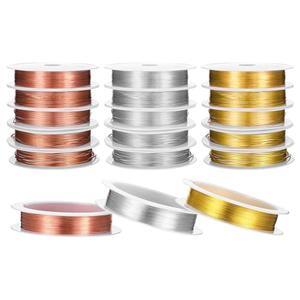 15 Rolls 5 Size Jewelry Wire for Jewelry Making,18/20/22/24/26 Gauge Copper & Stainless Steel Bendable Tarnish-Resistant Beading Wire for Crafts Engraving Pliers