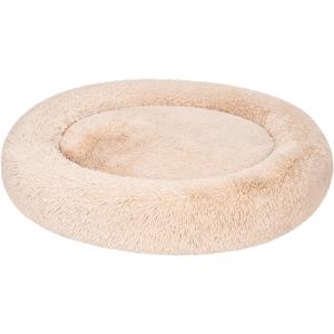 Amazon Basics Donut Pet Bolster Faux Fur Bed for Dog, Beige, 45" x 45"