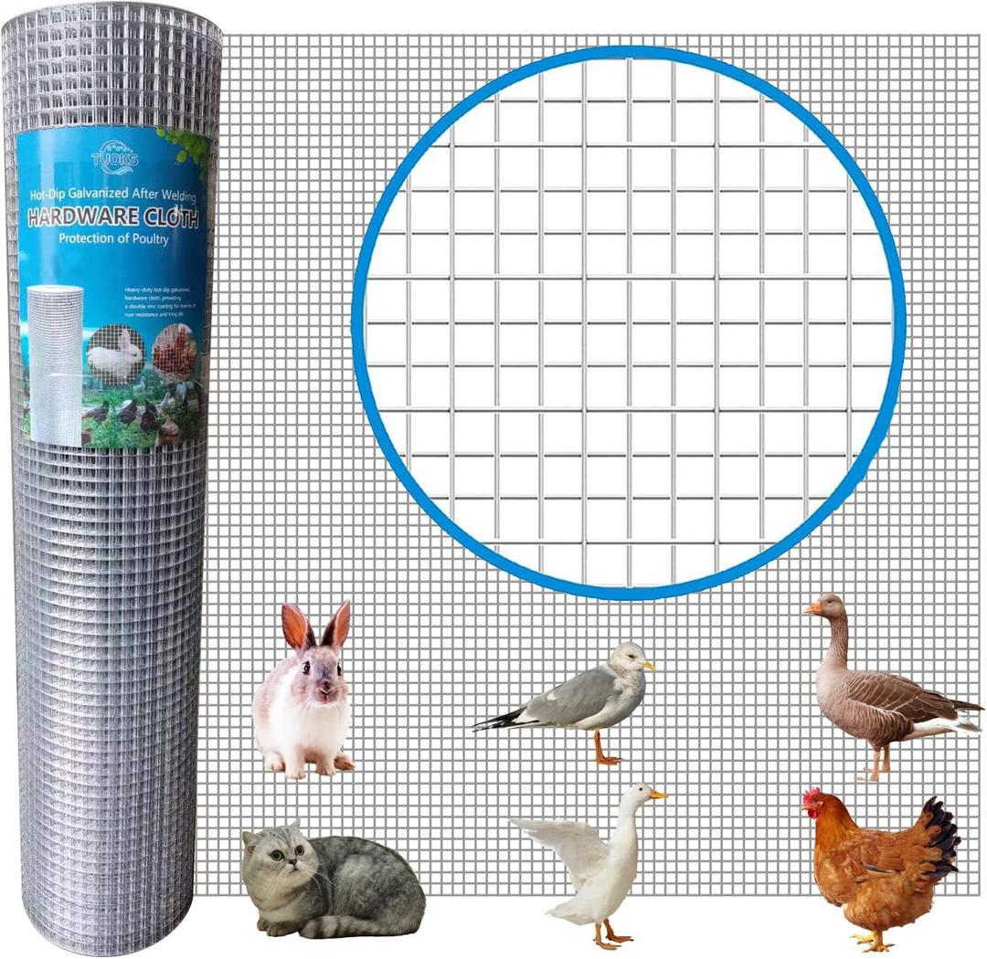 Hardware Cloth 48in x 100ft 19 Gauge Galvanized Wire Mesh Roll Heavy Duty Chicken Wire Fencing Rabbit Wire Gopher Wire Snake Fence Garden Enclosures Rodent Control Underground Fencing