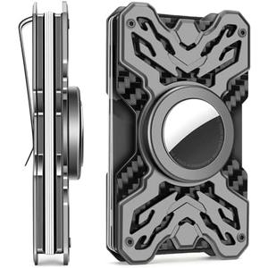 2 Pack Tidoneam AirTag Wallet for Mens with Money Clip Minimalist Air Tag Wallet Card Holder RFID Blocking Bifold Gifts for Him (Grey)