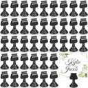 Kathfly 48 Pcs Wedding Table Number Holders 1.7 Inch Black Metal Mini Place Card Holders Bulk Harp-clip Table Sign Stands Card Holder Display Picture Memo Notes Menu for Restaurants Birthday Decor