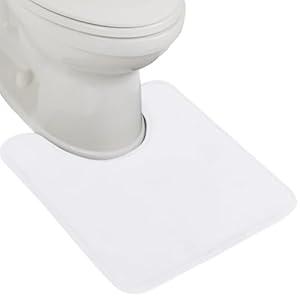 GORILLA GRIP Thick Memory Foam Toilet Rug for Bathroom, U Shaped Washable, Soft Absorbent Velvet Topside Floor Mats, Machine Wash, Cushioned Luxury Rugs for Bath Room, 22.5 x 19.5, White