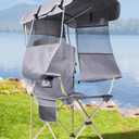 Beach Chair with Canopy Shade, Folding Camping Chair with Canopy with Cup Holder, Side Pocket for Camp, Beach, Tailgates, Fishing - Support 330 LBS (Smoke Gray)