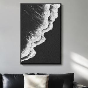Framed Black and White Abstract Beach Canvas Wall Art, Modern Minimalist Art Prints Paintings Artwork for Walls, Ocean Wave Pictures for Living Room Dining Room Bedroom Bathroom Wall Decor 24x36 In