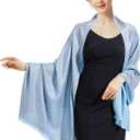 Sparkling Metallic Pashmina Shawl Wraps Scarf for Evening Party Bridal Wedding Formal Dresses (H#. Light Blue & Silver)