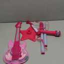 Kids Guitar and Microphone Set, Microphone with Stand and Color Light, Toy Guitar with Strap and Adjustable Volume, Toddler Musical Instrument for 5-9, Kids Karaoke Machine for Boy Girls (Pink)