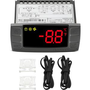 for Dixell XR06CX-4N1F1 Temperature Controller, Fit for 120V 50-60hz Commercial Refrigerators/Freezer Replace for Dixell Temperature Controller, with Temperature Sensor Probes & Clasp