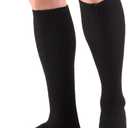 NuVein Compression Socks, 20-30 mmHg Support for Men, Padded Cushion Foot, Knee High, Closed Toe, Black, Medium (Medium (1 Pair))