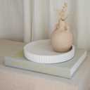 Decorative Concrete Tray & Book Decor Set - Scalloped Tray & Linen Box Enhance Your Coffee Table or Bookshelf Decor - Stylish Home Decoration for Your Living or Dining Room & as a Housewarming Gift