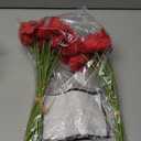 Winlyn 24 pcs Artificial Red Flower Stems PU Real Touch Flower Fake Flowers in Red with Black Center 11.6" Tall for Wedding Bouquets Corsages Centerpiece Floral Arrangements