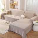 OstepDecor Sectional Couch Covers 2 Pieces, L Shaped Couch Cover Blanket, Sectional Sofa Cover Washable, Chaise Lounge Sofa Slipcovers Pet Furniture Protector for Dogs (71"x102"+71"x118", Khaki)