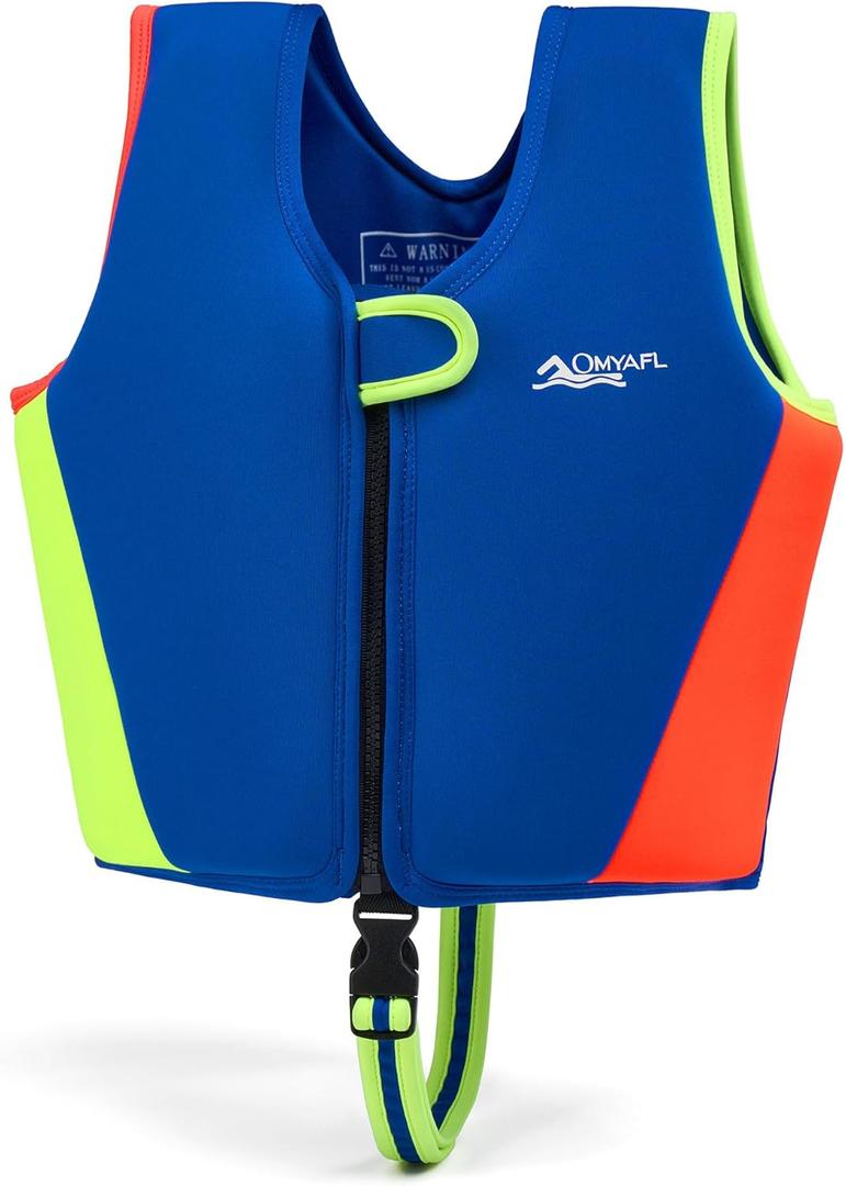 Toddler Swim Vest Kids Floaties Boys Girls Swim Float Jacket Buoyancy Swimwear (Large(4-6yrs/45-60lbs), Blue)
