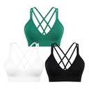 Sports Bra for Women V-Neck Strappy Criss Cross Yoga Bra Padded Medium Support Workout Gym Athletic Fitness Bras 3 Pack Size XL