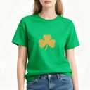 St Patricks Day Shirt Women: Shamrock Pattern Crewneck Short Sleeve Womens Outfits for St. Patrick's Day T-Shirt (Green)