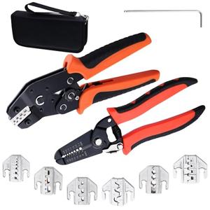 GOLD DEER Solar PV Panel Crimping Tool Kit Professional Ratchet Crimping Tool for Pre-insulated terminals Dupont Terminal Bare Terminal Coaxial Cable Insulated Terminals Photovoltaic Terminals