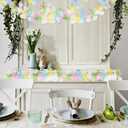 2 x 33FT Easter Tinsel Garland,Colorful Eggs Twisted Strip Wreath, Spring Hanging Strip Ornaments Decoration for Holiday Doors, Fireplaces, Mantelpieces, Windows, Outdoor Party Party Decorations