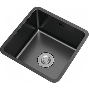 Black Kitchen Sink 13 Inch Undermount Single Bowl Workstation Sink, SUS304 Stainless Steel Bar Square Sink RV Utility Sinks With Accessories (black sink, 13.8x13in)