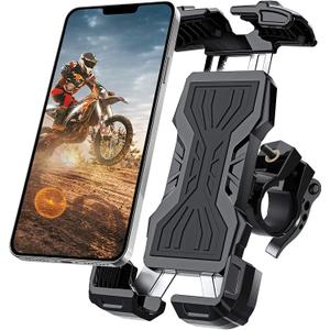 Motorcycle Bike Phone Mount Holder for 4.7"-6.8" Smartphone, Quick Release Bike Phone Holder Handlebar Clamp