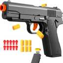 Semi-Automatic Look Real Toy Red with Shell Ejecting Toy Gun Pistol Toys Play Blaster Realistic Model Soft Bullet Gift with Ejection Round Fake Gun Model Quick Shoot Game