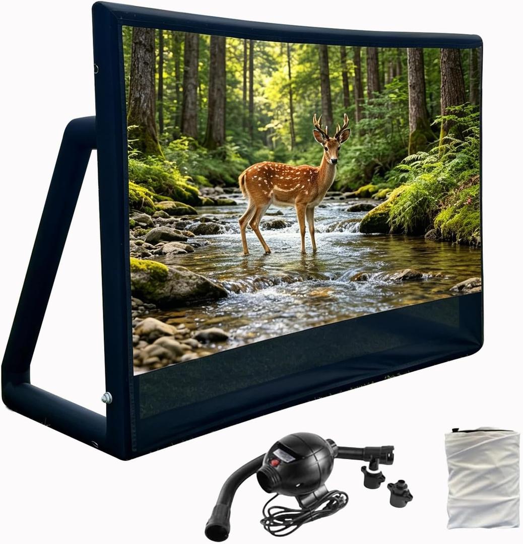 Portable 10FT/120IN Inflatable Projector Screen Outdoor Inflatable Movie Screen with Air Pump Suitable for Camping and Home Parties