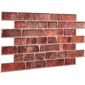 3D Faux Brick Wall Panels 37.8’’ x 18.9’’ - 10 Sheets, Covers 4.6 sqm / 49.6 sq ft - Decorative Artificial PVC Wall Panels for Cladding - Kitchen, Living Room, Bedroom, Office - Reddish Brown Brick