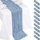 10 Pack Dusty Blue Cheesecloth Table Runner 17x108 Inch Boho Gauze Cheese Cloth Table Runners for Wedding Party Baby Shower Birthday Home Decor