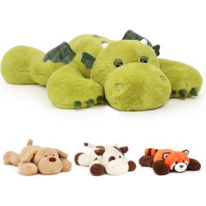 Weighted Dragon Stuffed Animal Soft Weighted Plushes Cute Green Dragon Plush Toy Birthday Gift for Boys Girls Kids Adults (20" 3.3 lbs)