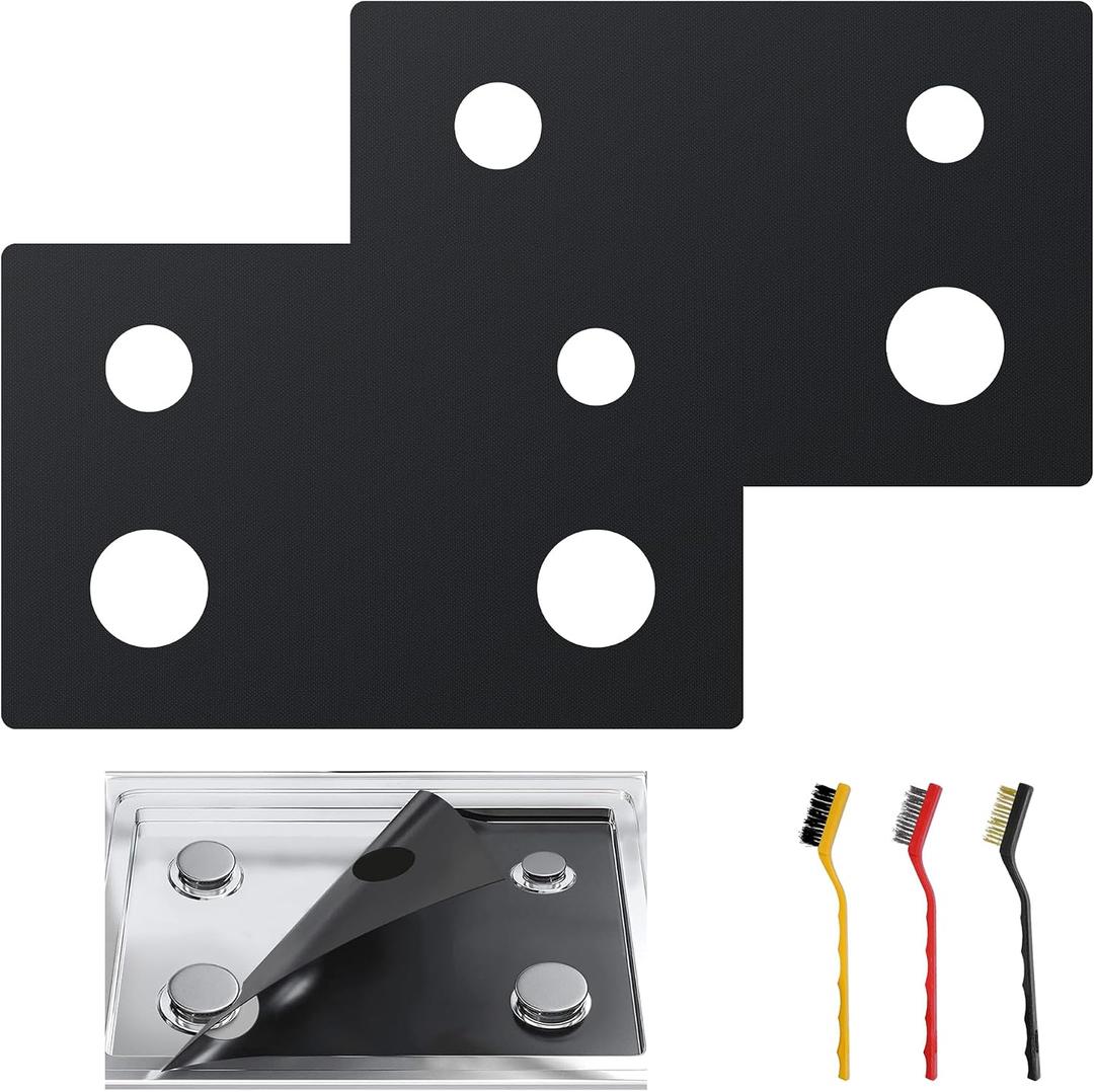 Stove Top Protector for Whirlpool Gas Range - 2 Pcs(Standard) 4 Burners Reusable Splatter & Spill Guard Liner Only Compatible with Models WFG320M0BS & WFG320M0BB & WFG320M0BW & WFG320M0MW & WFG320M0MS