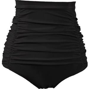 COCOPEAR Women's Ruched High Waisted Bikini Bottom Retro Vintage Swim Short Tankinis (X-Large, Black)