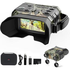 WOSPORTS 4K Infrared Night Vision Goggles – 1300FT Range, 8X Digital Zoom, 32GB Card, 15H Battery, Suitable for Camping, Gift for Men - Camo