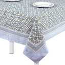 60'' x 90'' Cotton Tablecloth Handmade Cotton Floral Tablecloth Washable Print Rectangle Table Cover with Dust Proof Wrinkle Resistant for Kitchen Dining Party Buffet(Blue,Light Steel)