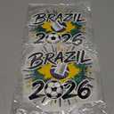 2 x Soccer Iron-on Patches for T-Shirts Brazil 2026 Soccer Cup Green Yellow Blue Brazil National Flag Soccer Motifs 8.6in & 7in Large Iron-On Sew-On for Jackets Jeans Pants Party Outfits DIY Crafts 5 Pcs