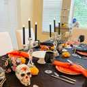 KI Store Skeleton Candelabra with Black LED Candles Set 20-Inch Gothic Decorations for Halloween Fireplace Mantel Table Centerpieces (White)