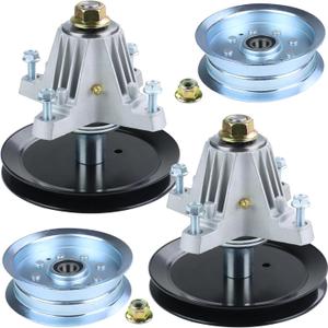 2 Pack 918-06977A Spindle Assembly with 756-05034A Idler Pulley for MTD Cub Cadet 46 inch Deck XT1-LT46, XT2-LX46, LT46, Craftsman T225 T240 T2800 Troy Bilt 46 Replaces 918-06977 618-06977A
