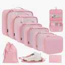 BAGAIL 8 Set Packing Cubes Various Sizes Packing Organizer for Travel Accessories Luggage Carry On Suitcase, Pink
