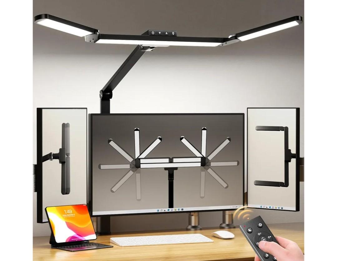 LED Desk Lamp with Clamp, Architect Desk Lamp for Home Office with Remote, 24W Ultra-Bright Desk Light with Stepless Dimming and Stepless Color Temp, Memory Function for Study and Workbench
