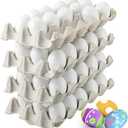 60 Pcs Unpainted Wooden Eggs, Sturdy Easter Eggs with Blank Natural Pulp Egg Cartons, Fake Eggs for Easter Egg Decorating, DIY Game, Kitchen Craft Adornment (White)