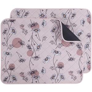 IEUUMLER Washable Pee Pads for Dogs, 2 Pack Non-Slip & Waterproof Pack Whelping Pad, Reusable Washable Puppy Potty Training Pad with Fast Absorbent for Playpen EU007 (Pink Daisy, 24"X18", Pack of 2)